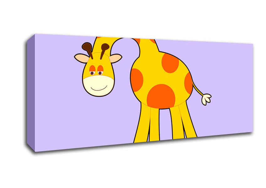 Picture of Funny Giraffe Looking Down Lilac Panoramic Canvas Wall Art