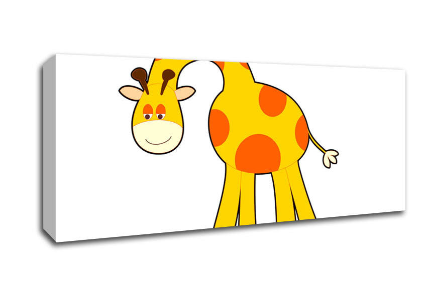 Picture of Funny Giraffe Looking Down White Panoramic Canvas Wall Art