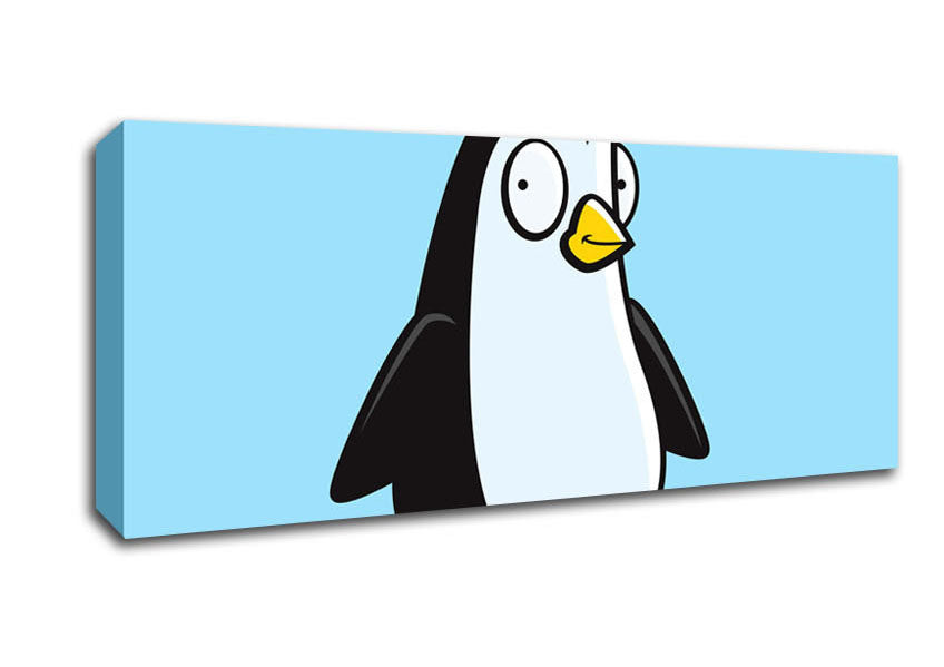Picture of Funny Penguin Baby Blue Panoramic Canvas Wall Art
