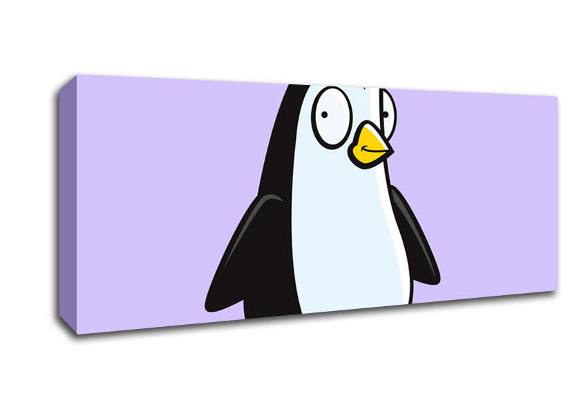 Picture of Funny Penguin Lilac Panoramic Canvas Wall Art