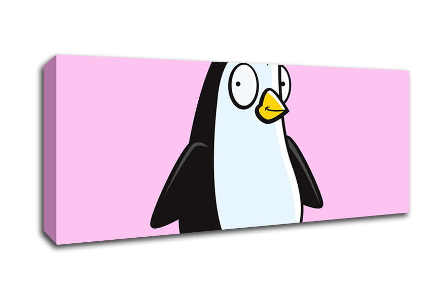 Picture of Funny Penguin Pink Panoramic Canvas Wall Art