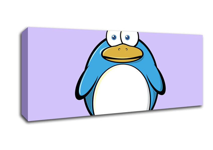 Picture of Funny Penquin Standing Lilac Panoramic Canvas Wall Art