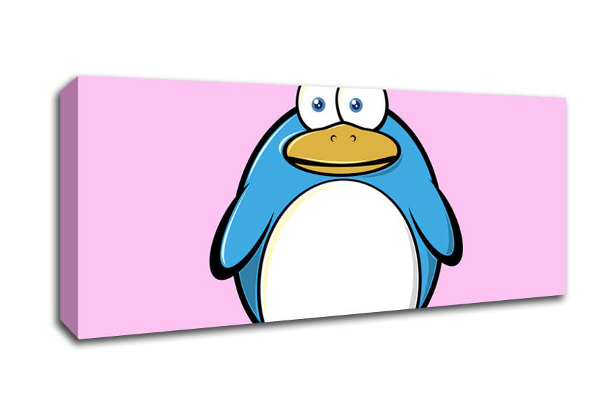 Picture of Funny Penquin Standing Pink Panoramic Canvas Wall Art