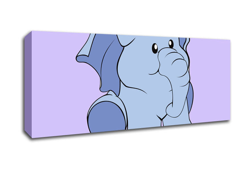 Picture of Happy Baby Elephant Lilac Panoramic Canvas Wall Art