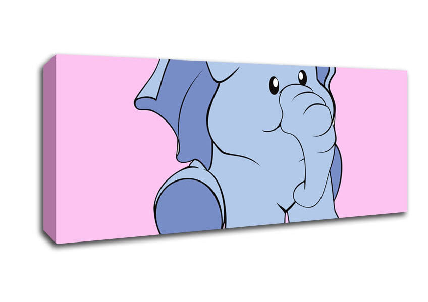 Picture of Happy Baby Elephant Pink Panoramic Canvas Wall Art