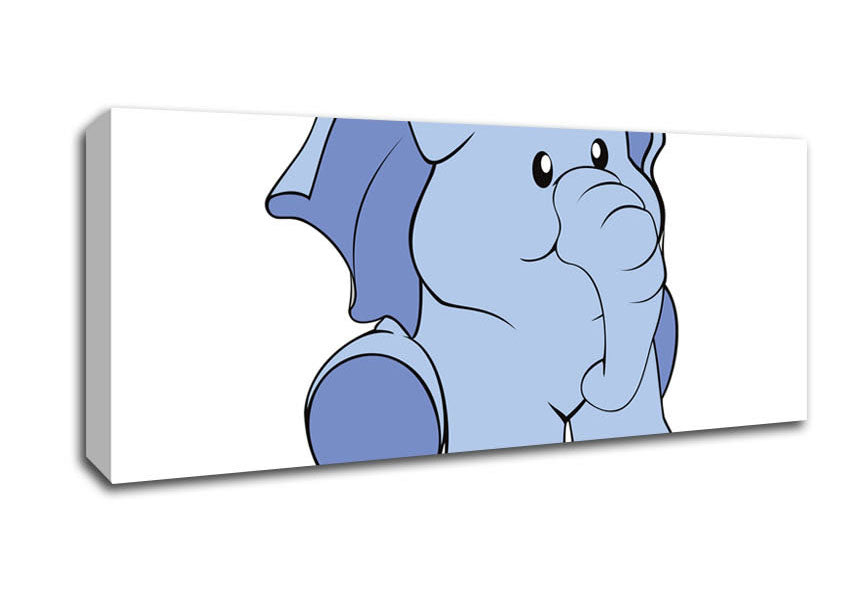 Picture of Happy Baby Elephant White Panoramic Canvas Wall Art