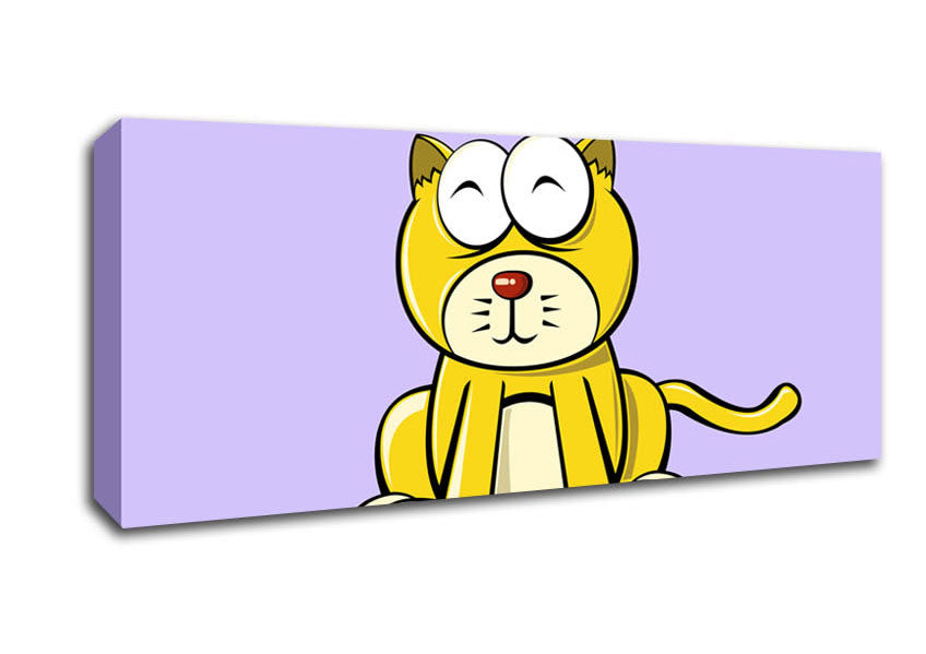 Picture of Happy Cat Sitting Lilac Panoramic Canvas Wall Art