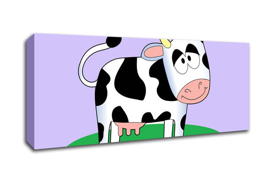Picture of Happy Cow Lilac Panoramic Canvas Wall Art