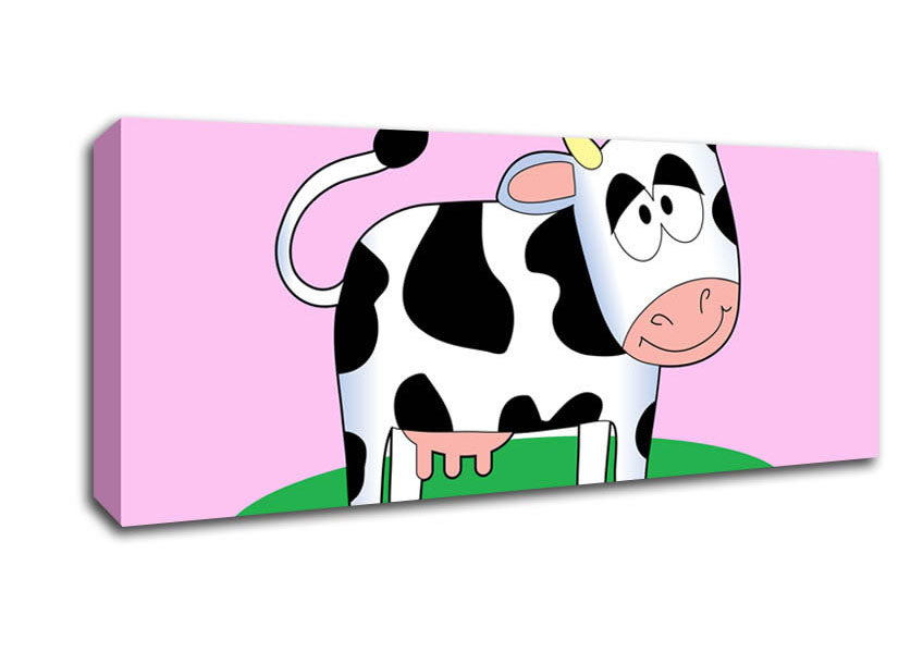 Picture of Happy Cow Pink Panoramic Canvas Wall Art