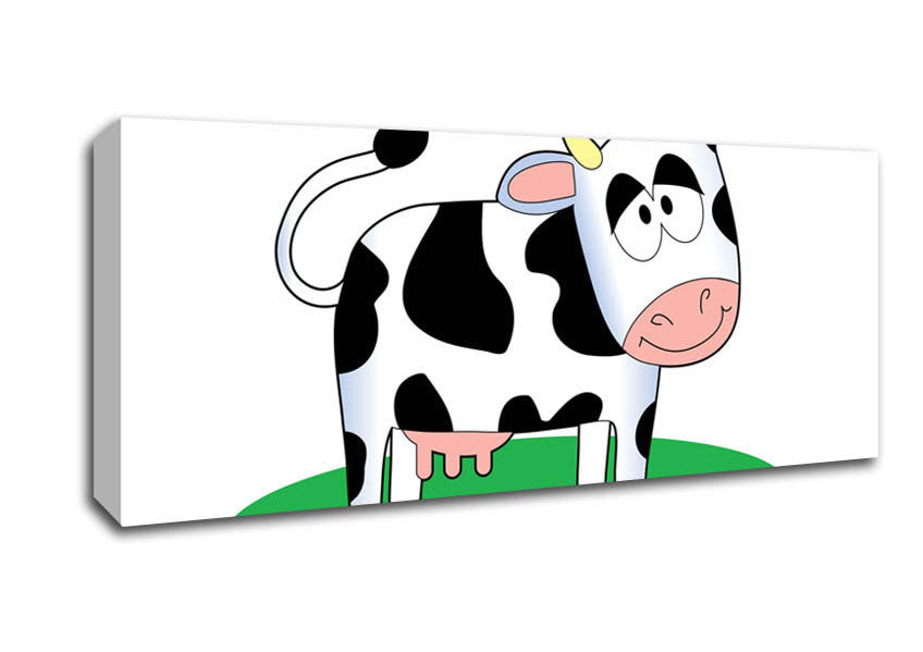 Picture of Happy Cow White Panoramic Canvas Wall Art