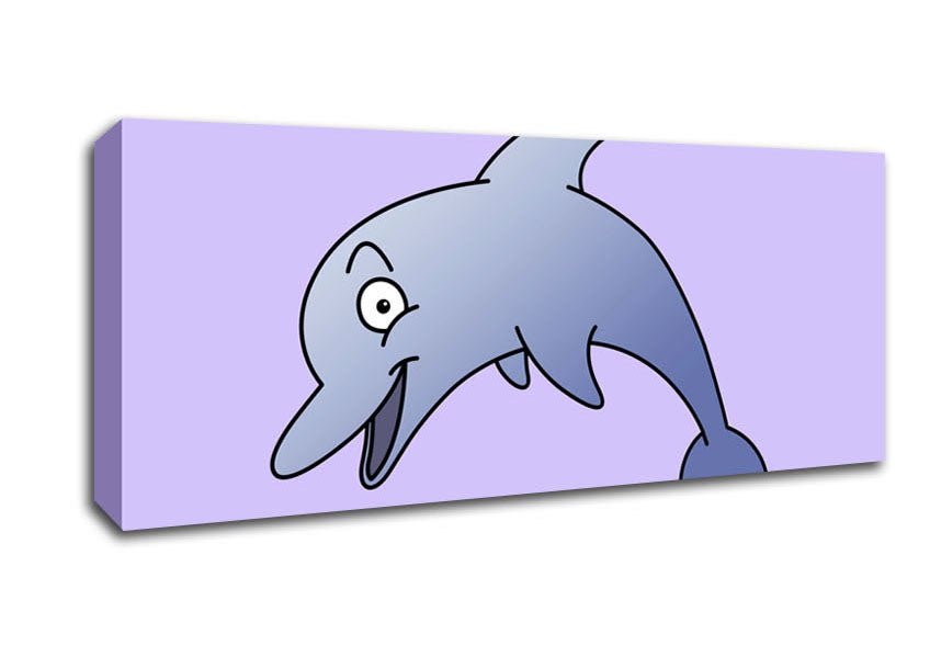 Picture of Happy Dolphin Lilac Panoramic Canvas Wall Art