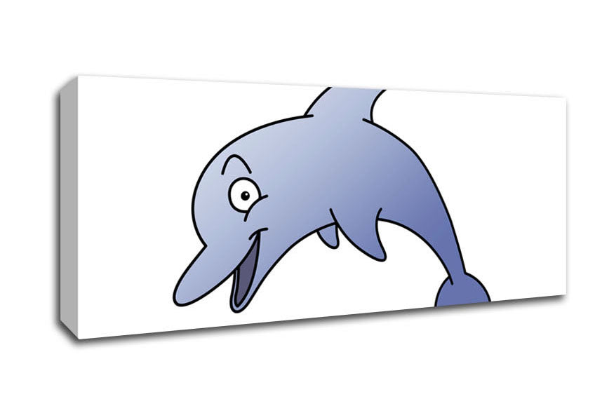 Picture of Happy Dolphin White Panoramic Canvas Wall Art
