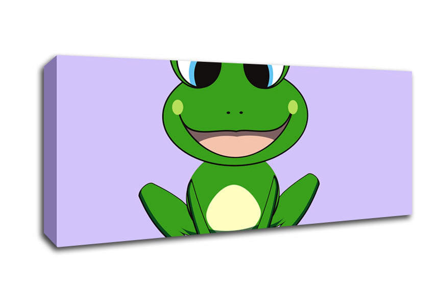 Picture of Happy Frog Ready To Leap Lilac Panoramic Canvas Wall Art