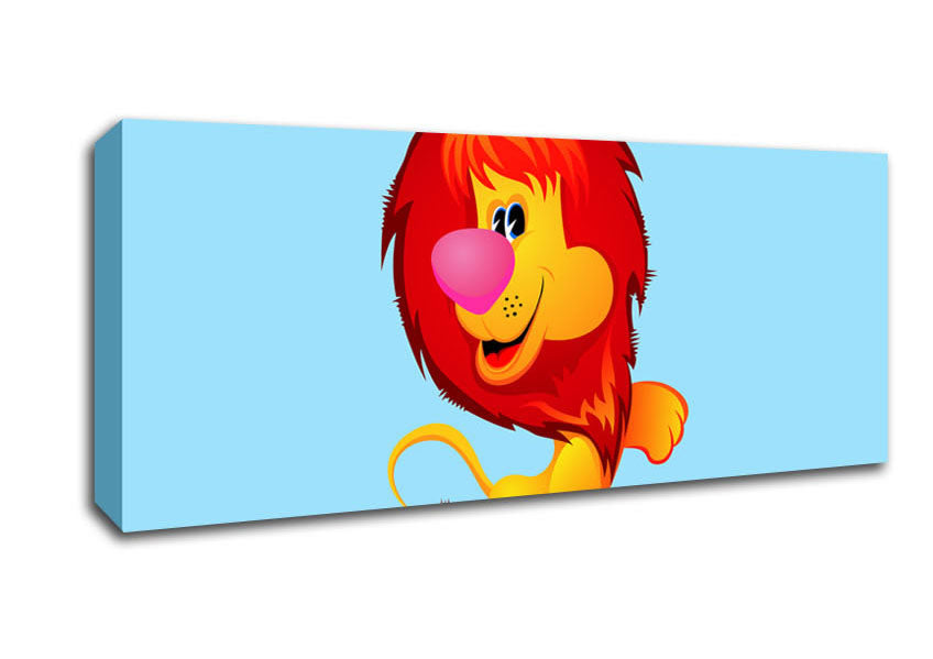 Picture of Happy Lion Baby Blue Panoramic Canvas Wall Art