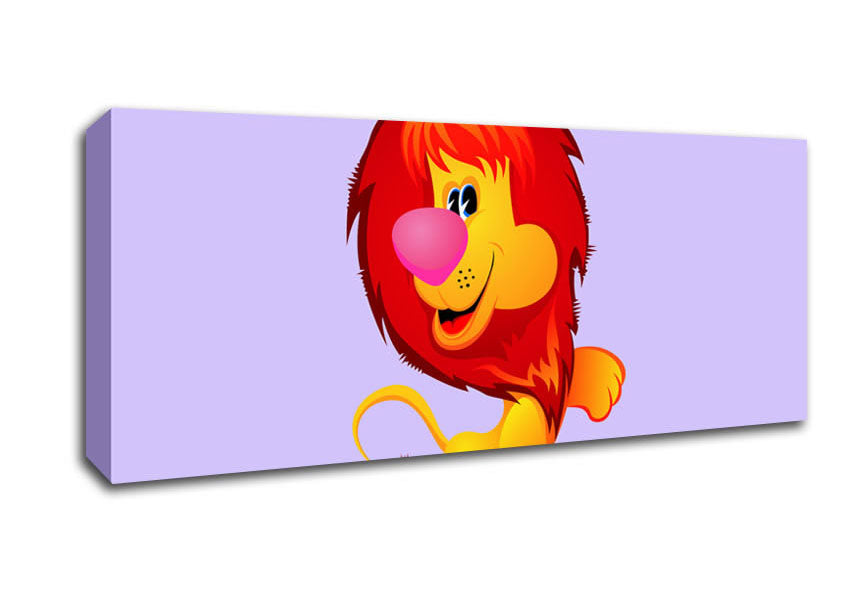 Picture of Happy Lion Lilac Panoramic Canvas Wall Art