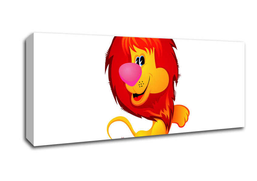 Picture of Happy Lion White Panoramic Canvas Wall Art