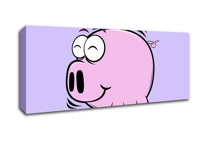 Picture of Happy Pig Smiling Lilac Panoramic Canvas Wall Art