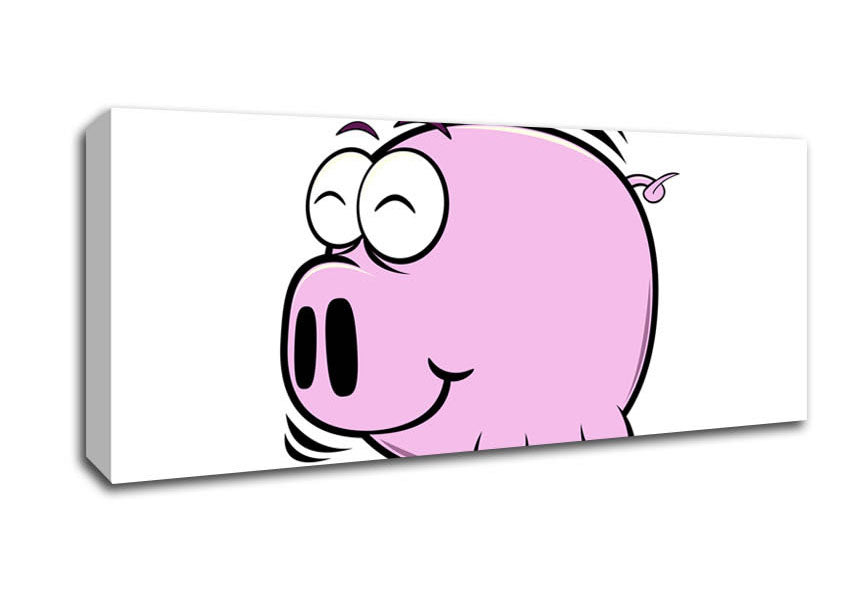Picture of Happy Pig Smiling White Panoramic Canvas Wall Art