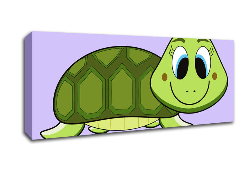 Picture of Happy Turtle Lilac Panoramic Canvas Wall Art