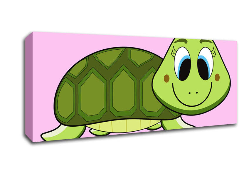 Picture of Happy Turtle Pink Panoramic Canvas Wall Art