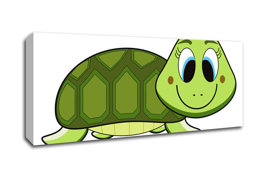 Picture of Happy Turtle White Panoramic Canvas Wall Art