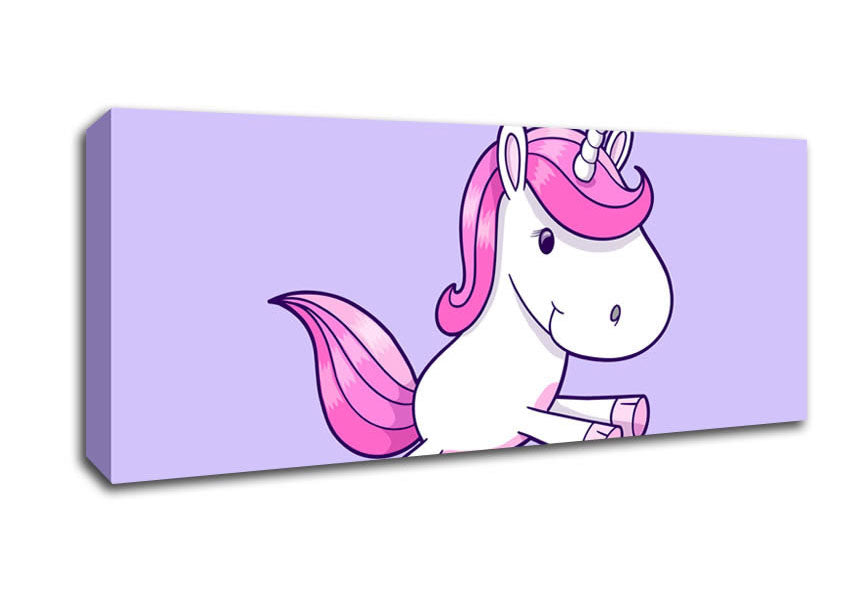 Picture of Leaping Unicorn Lilac Panoramic Canvas Wall Art
