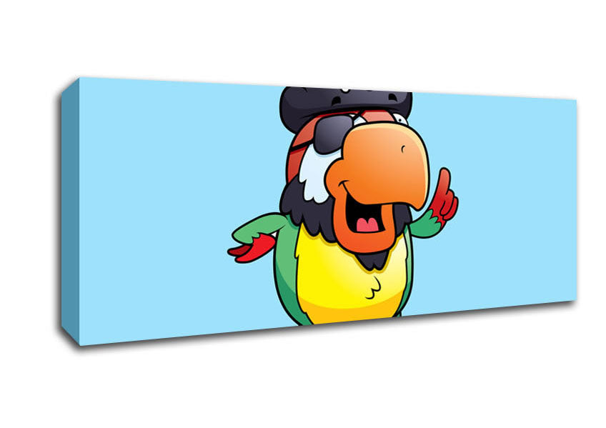 Picture of Pirate Parrot Eyepatch Baby Blue Panoramic Canvas Wall Art