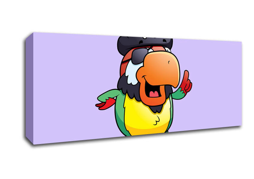 Picture of Pirate Parrot Eyepatch Lilac Panoramic Canvas Wall Art