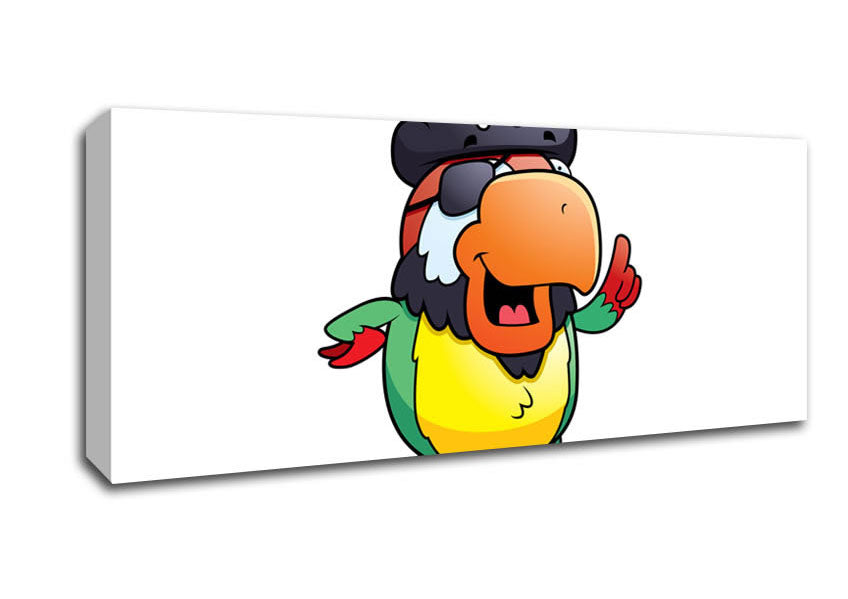 Picture of Pirate Parrot Eyepatch White Panoramic Canvas Wall Art