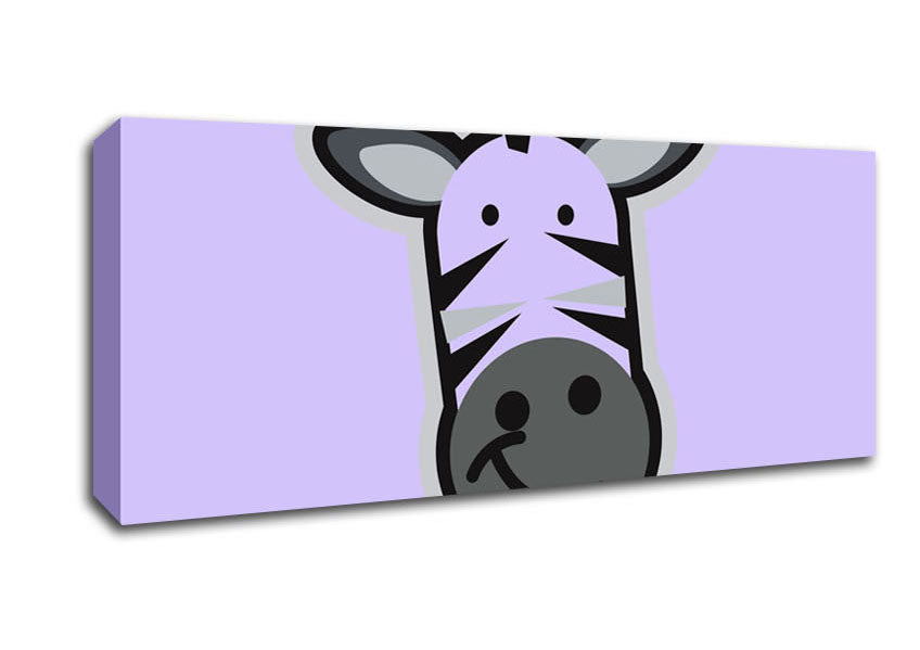 Picture of Smiling Zebra Face Lilac Panoramic Canvas Wall Art