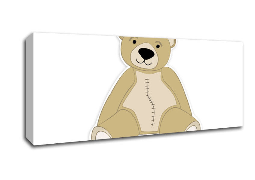 Picture of Stitched Up Teddy White Panoramic Canvas Wall Art