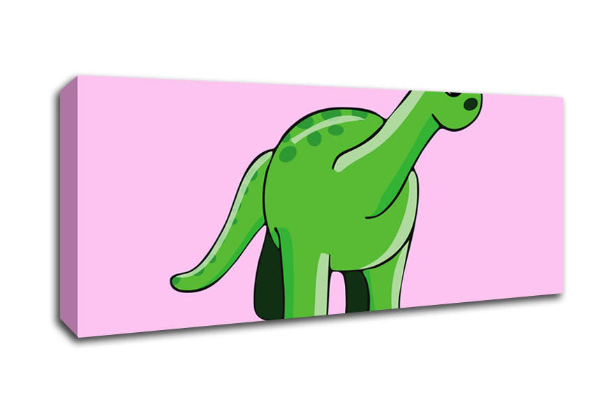 Picture of Suprised Dinosaur Pink Panoramic Canvas Wall Art