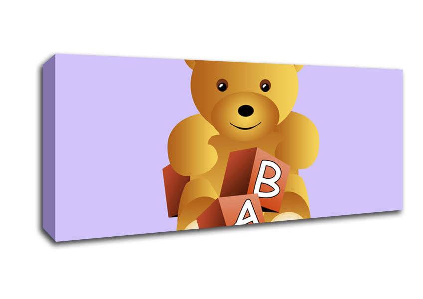 Picture of Teddy Bear Alphabet Blocks Lilac Panoramic Canvas Wall Art