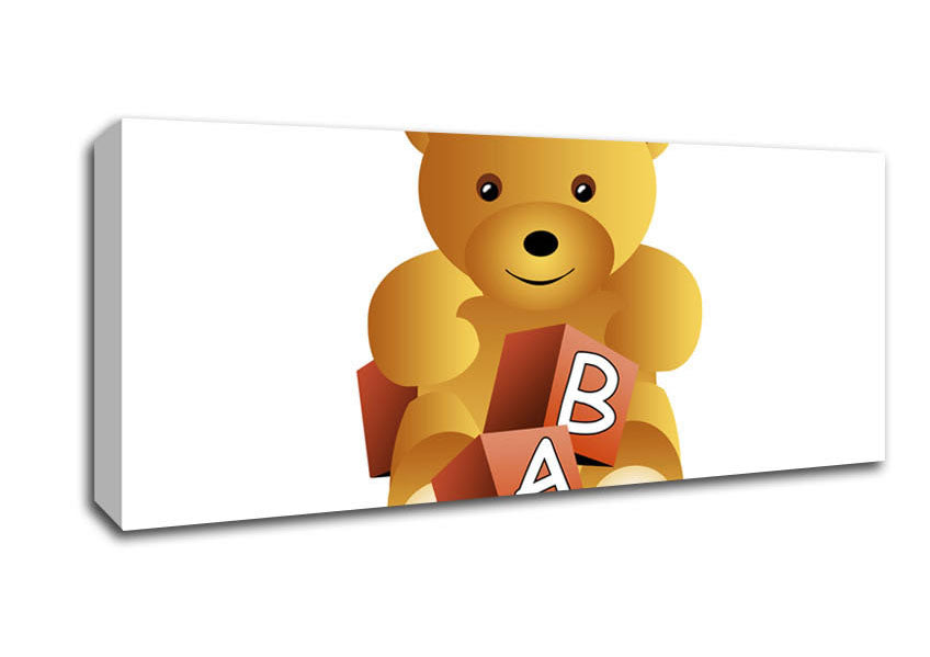 Picture of Teddy Bear Alphabet Blocks White Panoramic Canvas Wall Art