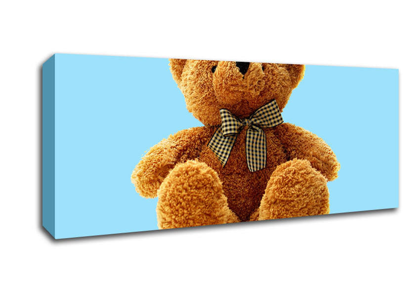 Picture of Teddy Bear Bow Baby Blue Panoramic Canvas Wall Art