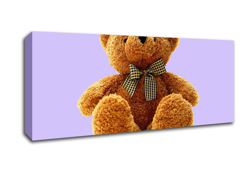Picture of Teddy Bear Bow Lilac Panoramic Canvas Wall Art
