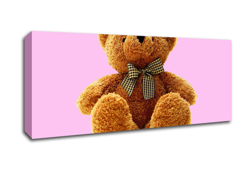 Picture of Teddy Bear Bow Pink Panoramic Canvas Wall Art
