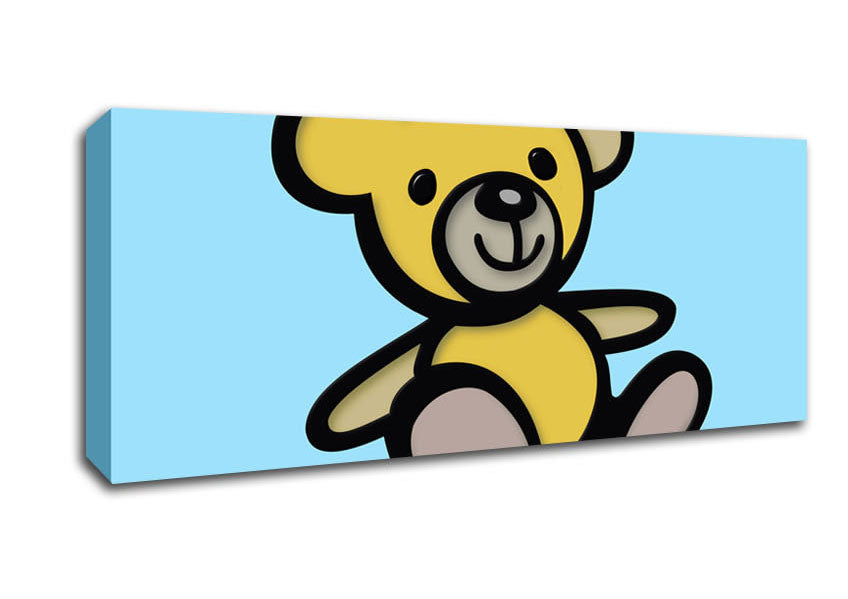 Picture of Teddy Bear Cartoon Baby Blue Panoramic Canvas Wall Art