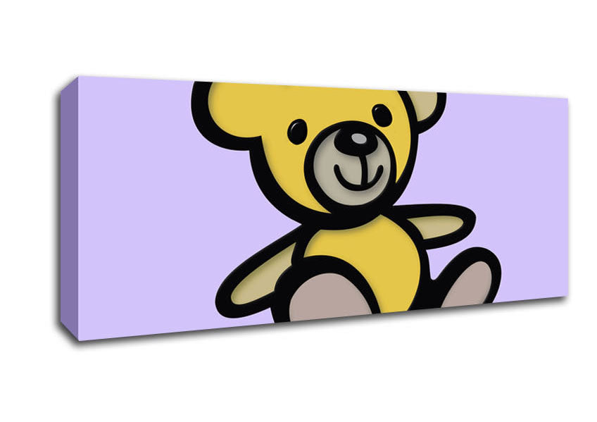 Picture of Teddy Bear Cartoon Lilac Panoramic Canvas Wall Art