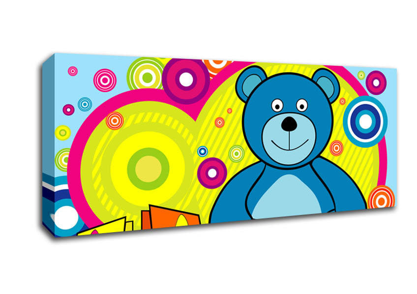 Picture of Teddy Bear Circles Baby Blue Panoramic Canvas Wall Art