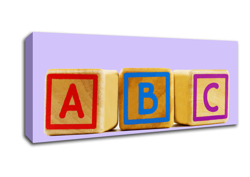 Picture of Three Alphabet Blocks Lilac Panoramic Canvas Wall Art