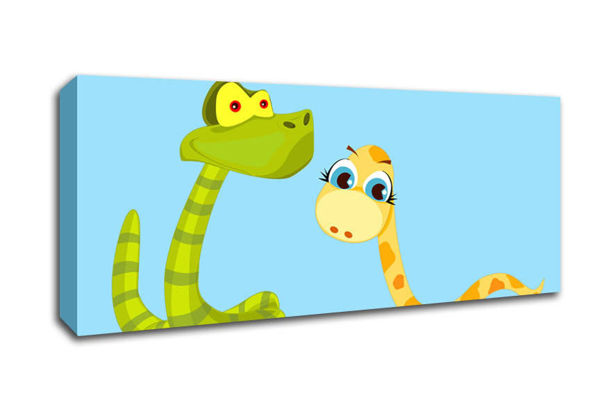 Picture of Two Snakes Baby Blue Panoramic Canvas Wall Art