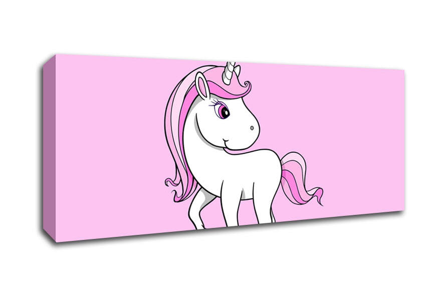 Picture of Unicorn Walking Pink Panoramic Canvas Wall Art
