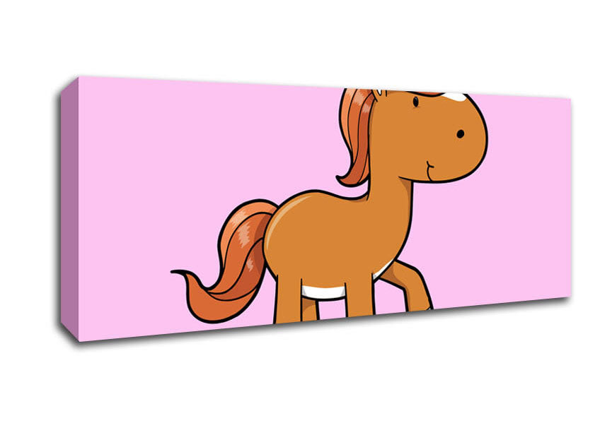 Picture of Walking Pony Horse Pink Panoramic Canvas Wall Art