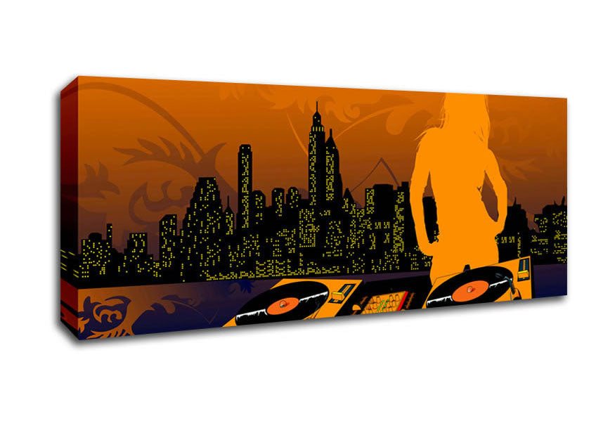 Picture of Dj City Babe Orange Panoramic Canvas Wall Art