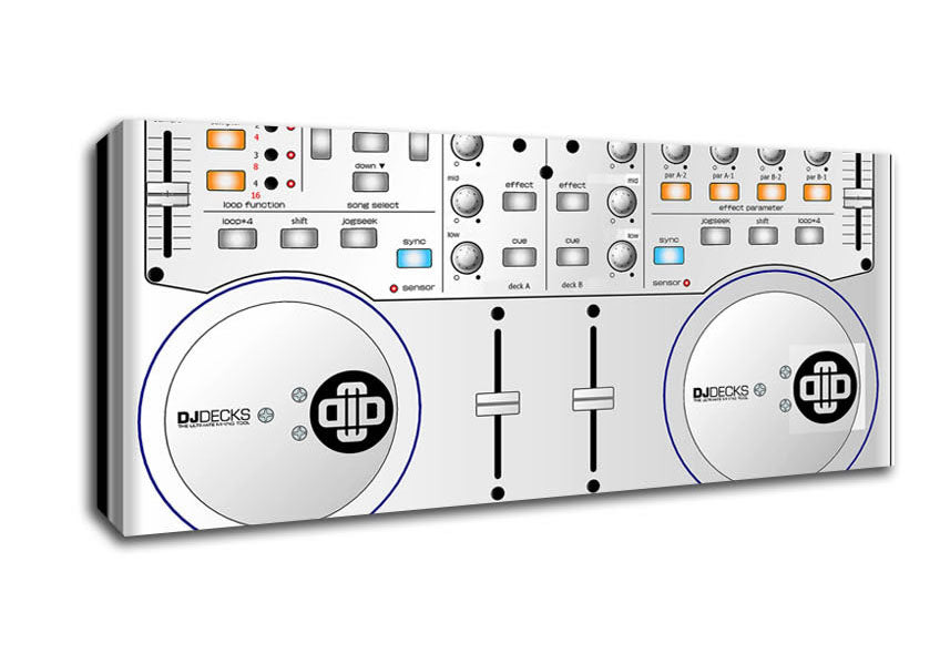 Picture of Dj Decks White Panoramic Canvas Wall Art