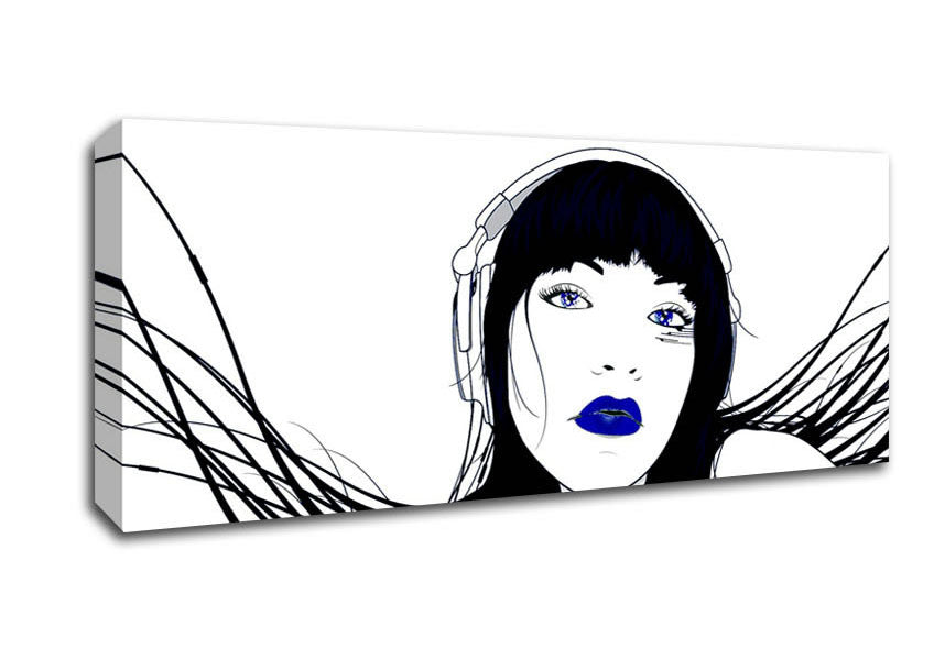 Picture of Headphone Girl Panoramic Canvas Wall Art
