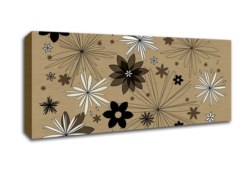 Picture of Flowers In Bloom Beige Panoramic Canvas Wall Art