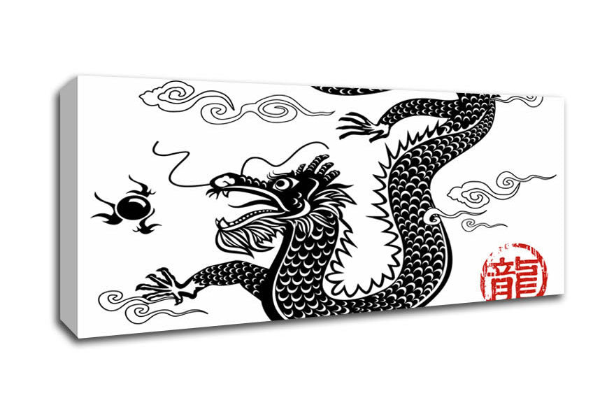 Picture of Japanese Dragon Of The Seas Panoramic Canvas Wall Art