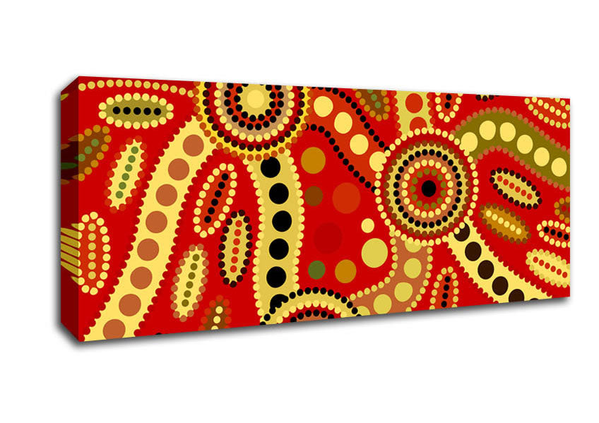 Picture of Aboriginal Red Tribal Panoramic Canvas Wall Art